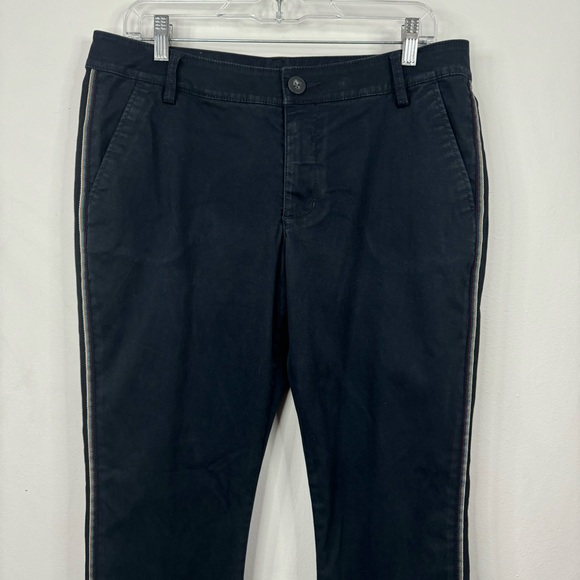 CAbi Women's 5313 The Peyton Multicolor Ribbon Side Stripe Black Pants Size 8 - Picture 3 of 11